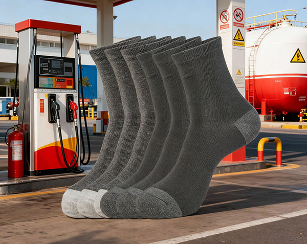 叶帝尔防静电袜应用于加油站工作场景